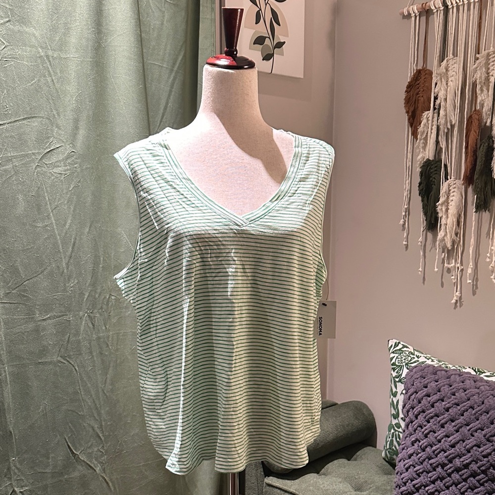 Sonoma Green Striped Tank Top